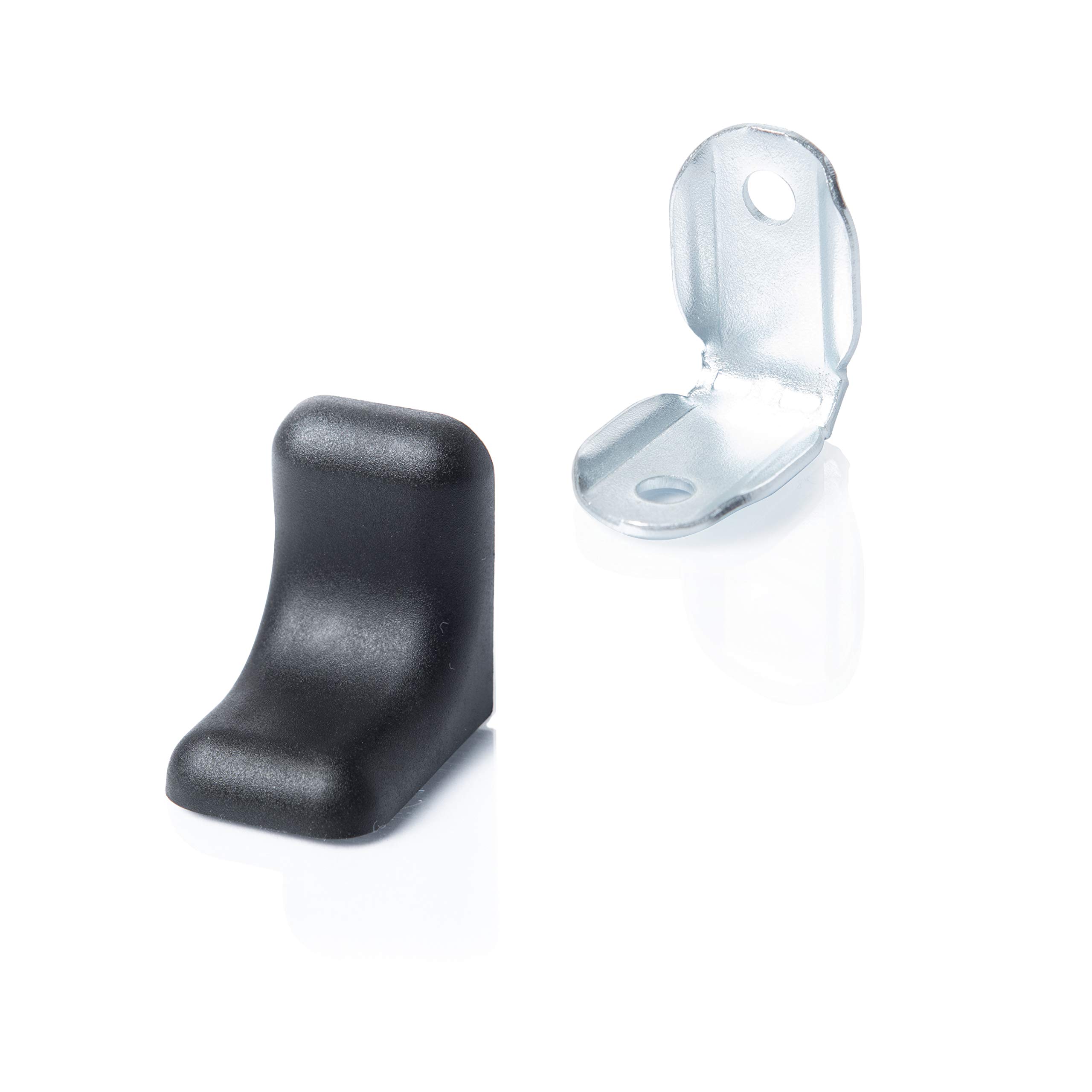 20 x sossai® Connettore per mensola realizzato in acciaio zincato con coperchio / Staffa Angolare / staffe angolari per mensole / staffe fissaggio | BT2 | Colore: nero