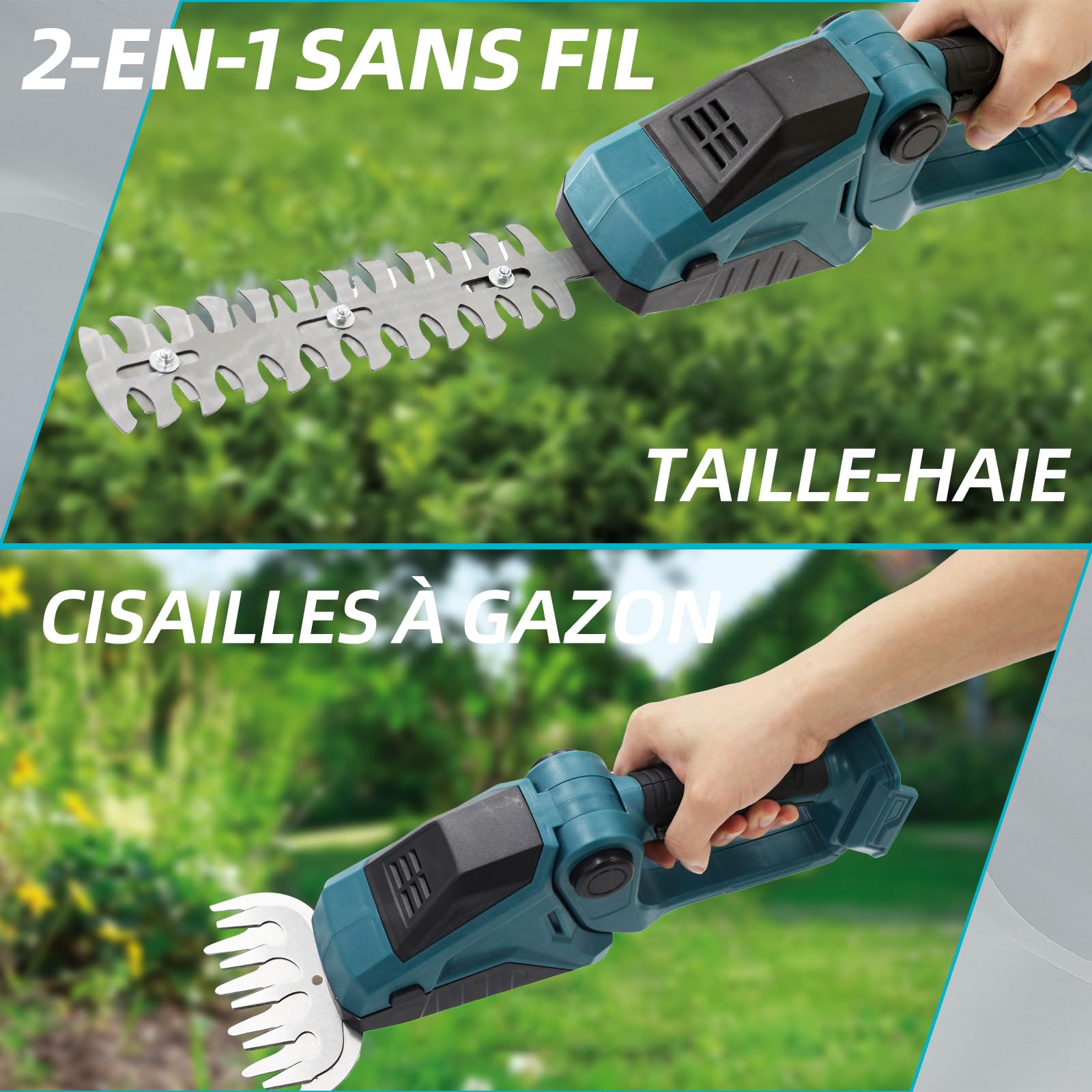 Cisaille à gazon sans fil compatible avec Makita 18 V, taille-haie pratique, avec couteau à herbe et cisaille à arbustes, sécateur sans fil (sans batterie)