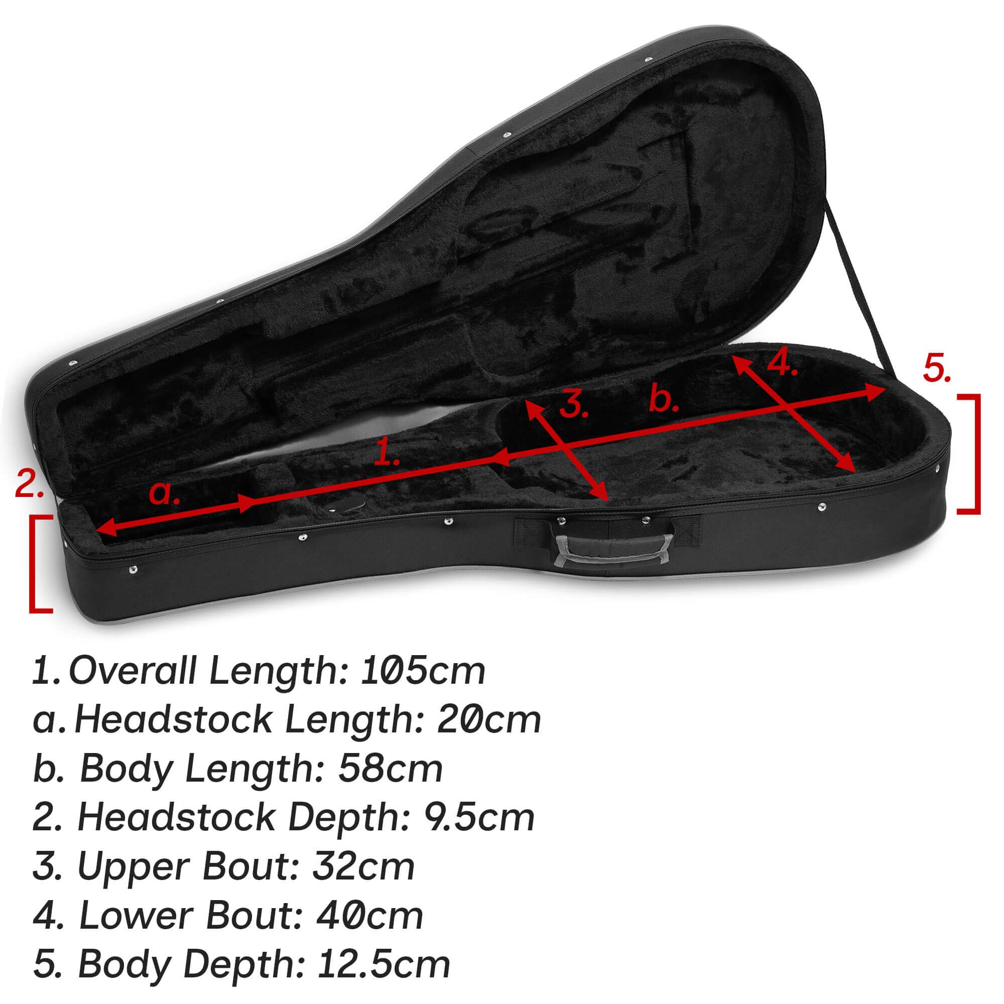 Tiger Custodia rigida in schiuma per chitarra acustica, 104 cm, con spallacci regolabili, maniglia per il trasporto, esterno Oxford 600D resistente alle intemperie e imbottitura interna spessa 20 mm