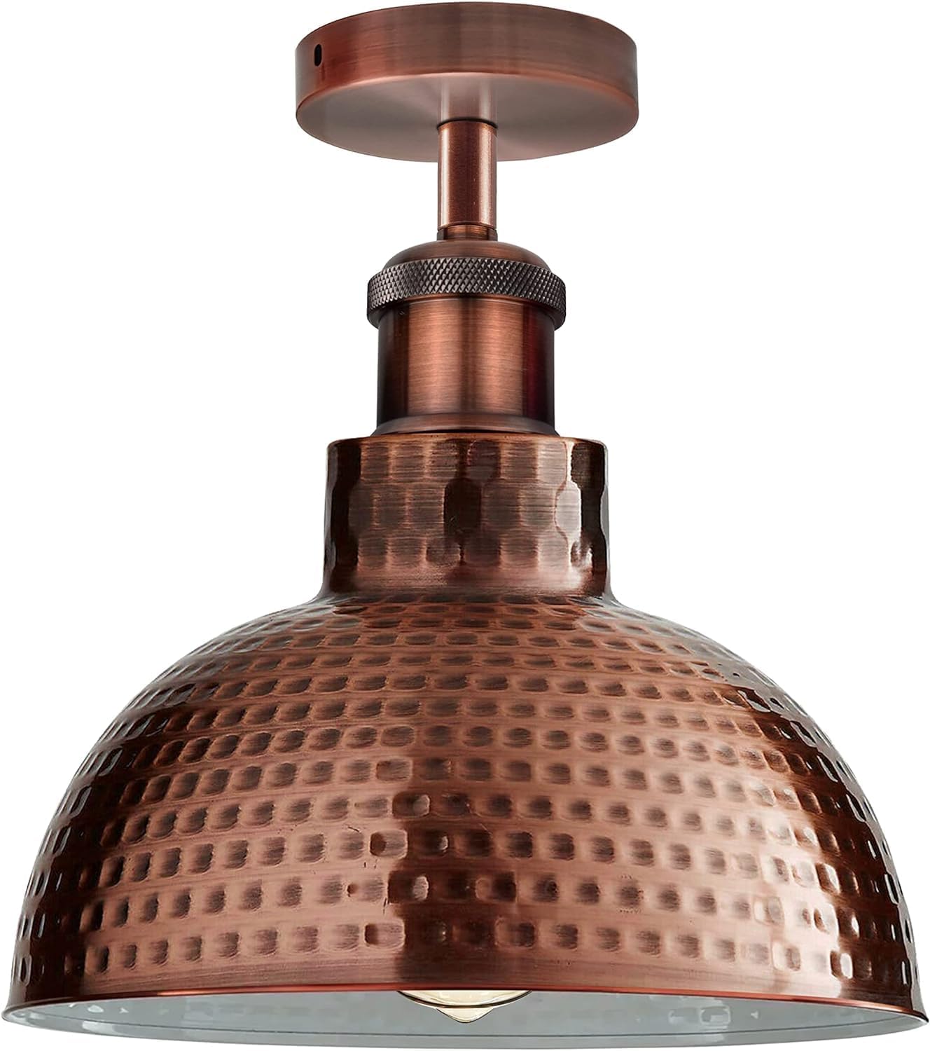 DC VOLTAGE Ceiling Semi Flush Mount Ceiling Lights Fixture Industrial Metal Dome Shade Hammered Metal Pendant Lighting for Kitchen Island, Farmhouse, Dining Room, Bed Room, Dinning Room (Copper) โ image 1