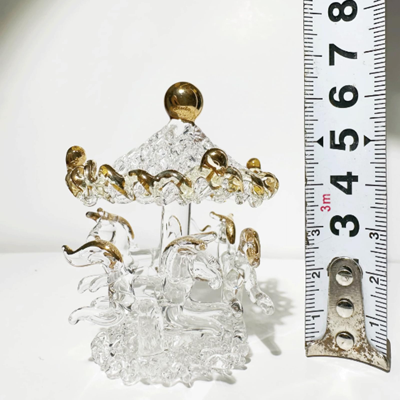 Adornos de Cristal Hechos a Mano de Oro Hueco, carrusel de Castillo de Luna de Cristal soplado a Mano, Adornos Huecos Hechos a Mano, Regalo Bonita Figura