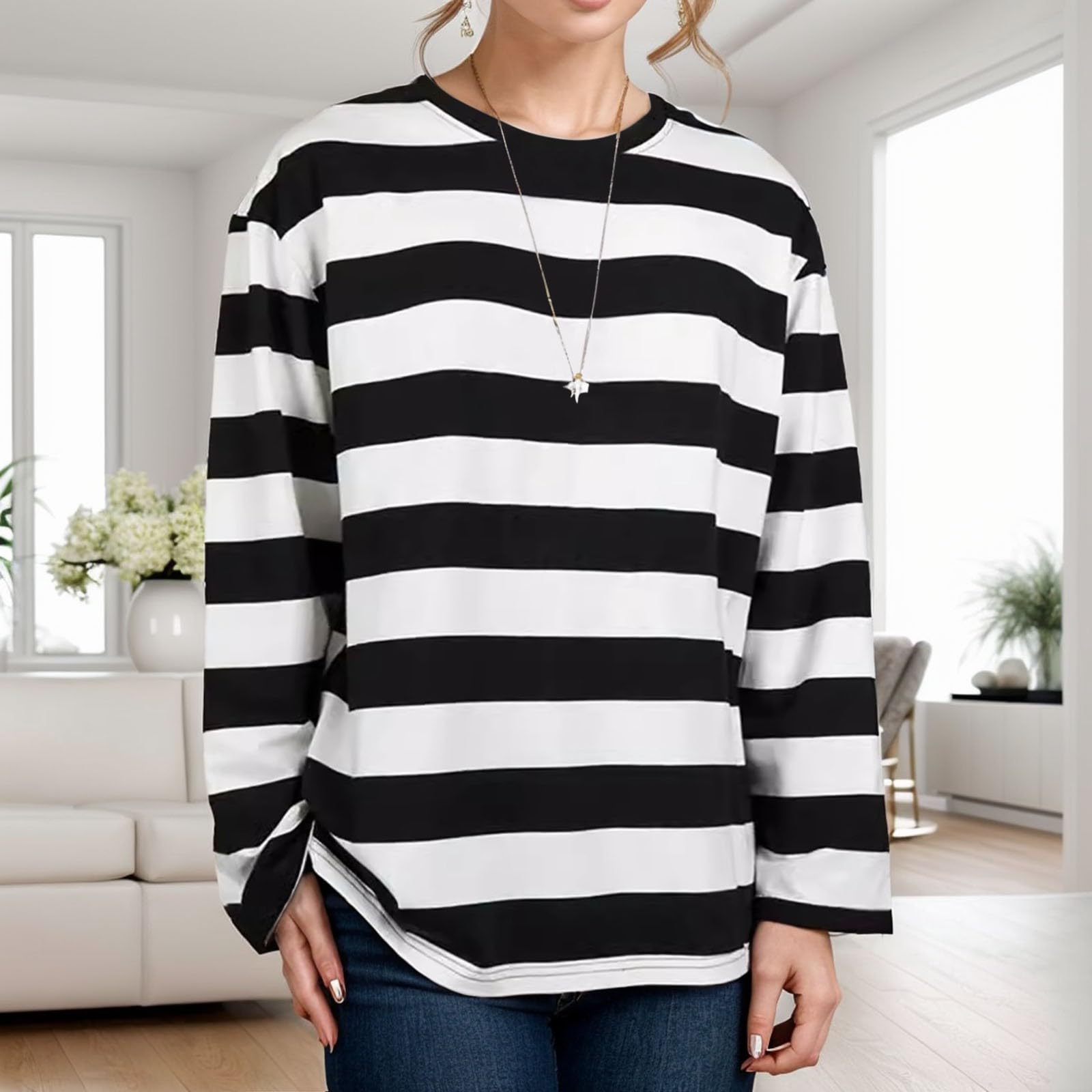 Camisa a rayas de manga larga a rayas para mujeres que usan coreanas en primavera,tops grandes sueltos.