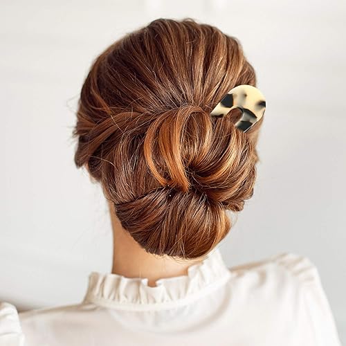 Miniatura 7 de 4 horquillas francesas en forma de U con dos puntas pinzas para el cabello en forma de U, pasador de moño de tortuga, palillos en U, para mujeres y