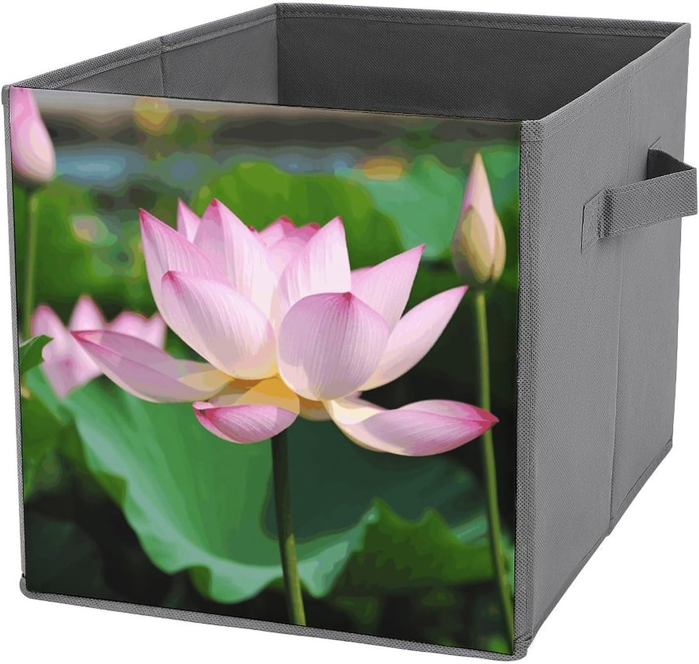 Folding Storage Bins Oxford Fabric Clothes Storage Boxes with Handles | Flower Cube Organizer, Easy to Store, Multi Functional Cube Storage Organizer for Office Bedroom