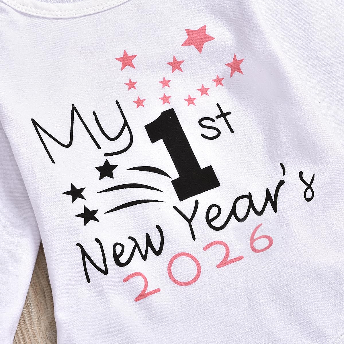 Xfglck Trajes de Año Nuevo para bebés recién nacidos, mameluco con letras, pantalones de fuegos artificiales, ropa para mi primer año nuevo 2023