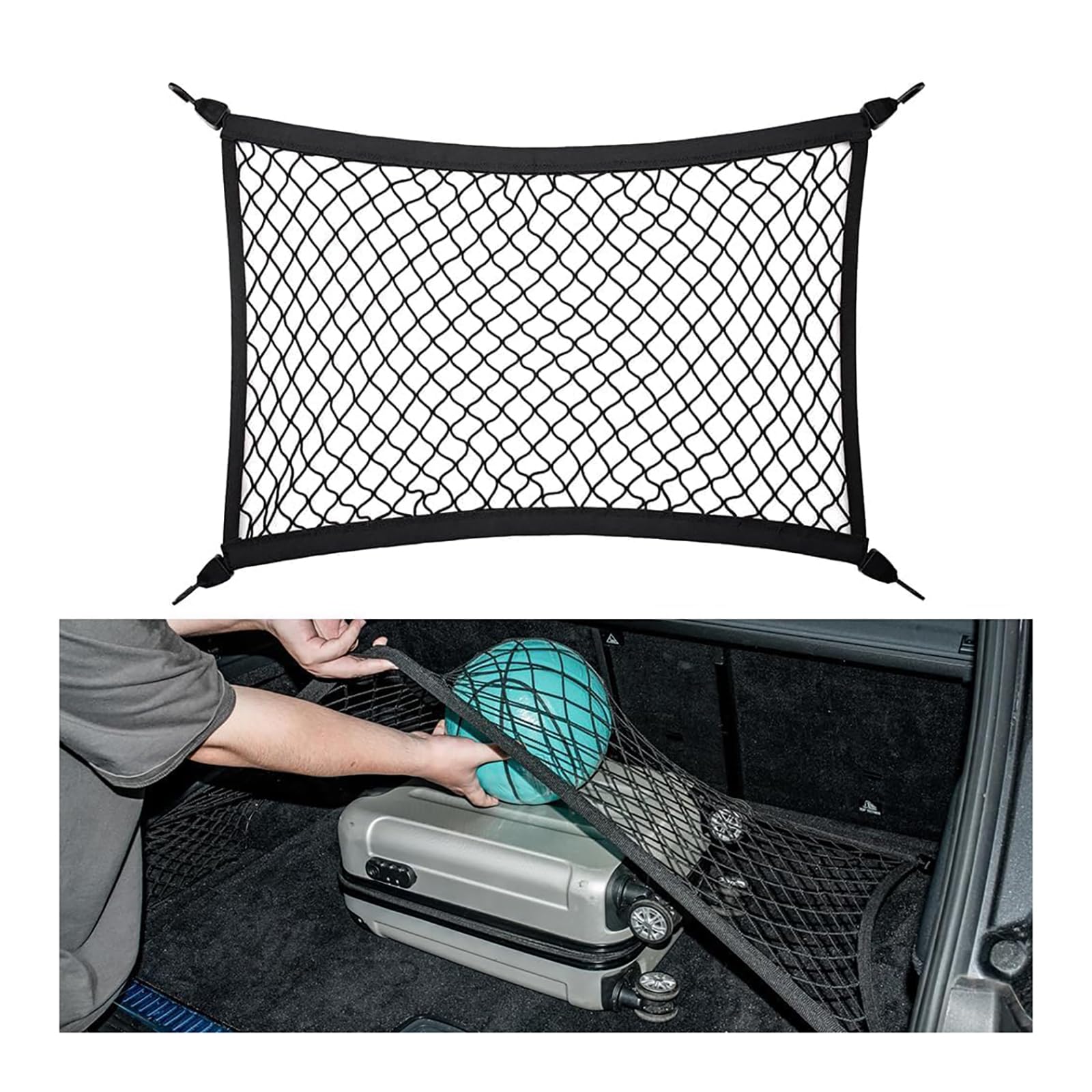 Rete Bagagliaio Auto, per Landrover Discovery Sport (7 Seats) 2020-2024-2026 Organizzatore Carico Elastica Ganci ABS Nylon Resistente Accessori Interni Salvaspazio