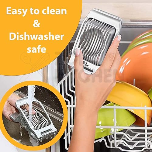 Miniatura 6 de Zoe's Kitchen Good Grip - Cortador de huevos duros para huevos duros, cortador de huevos de aluminio grande profesional de alta resistencia con