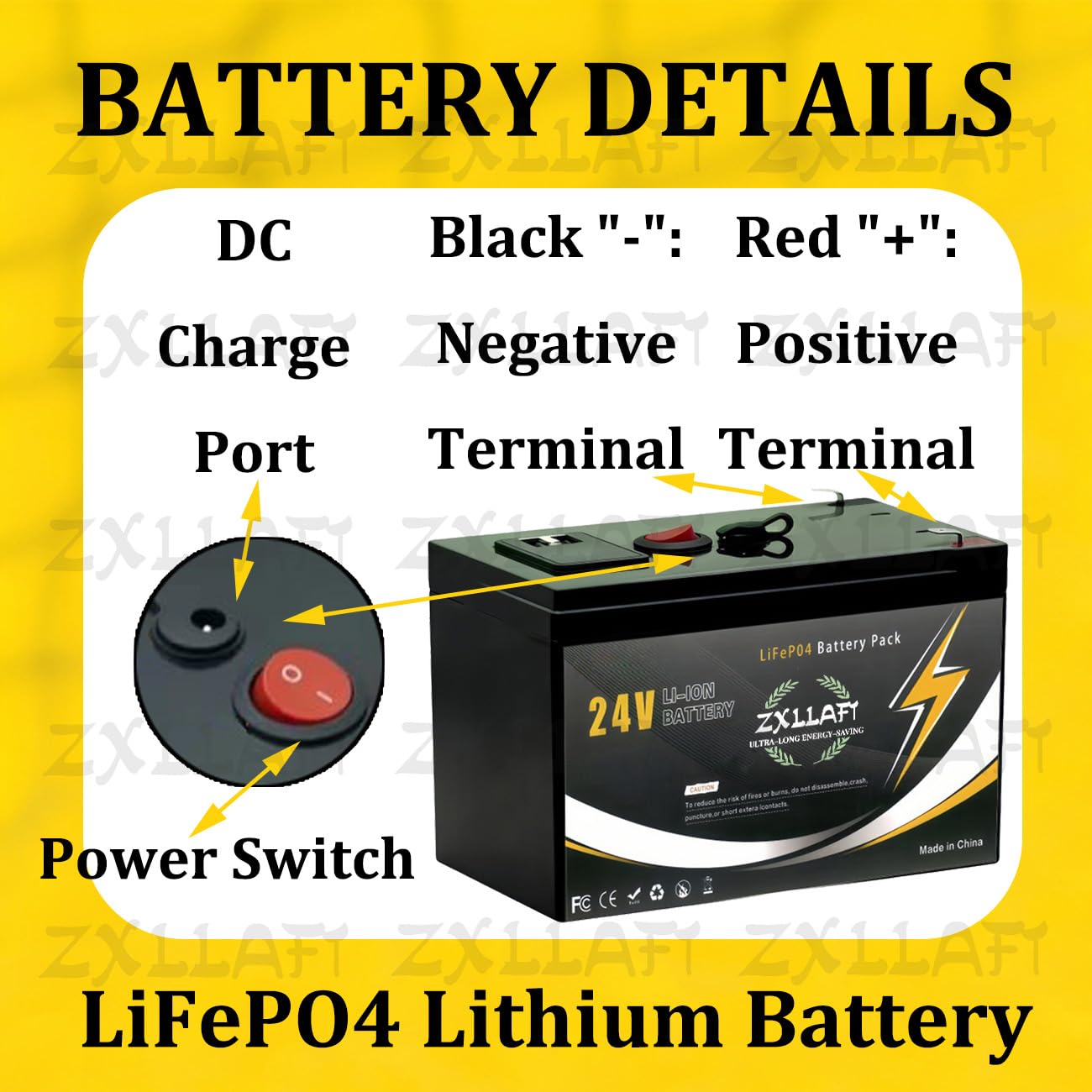 Batteria al Litio 24 V Batteria LiFePO4 10 Ah Batterie a Ciclo Profondo Batterie sostitutive Scheda di Protezione BMS Integrata per impianti solari, luci Emergenza