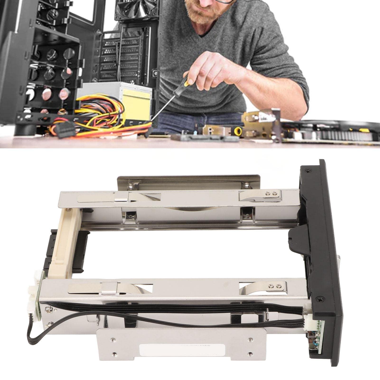 Gabbia per Disco Rigido Interno da 3,5 Pollici, Supporto SATA I/II/II, Trasferimento ad Alta Velocità da 6 Gbps, Rack Mobile Senza Vassoio e Sostituibile a Caldo in Alluminio per PC Server