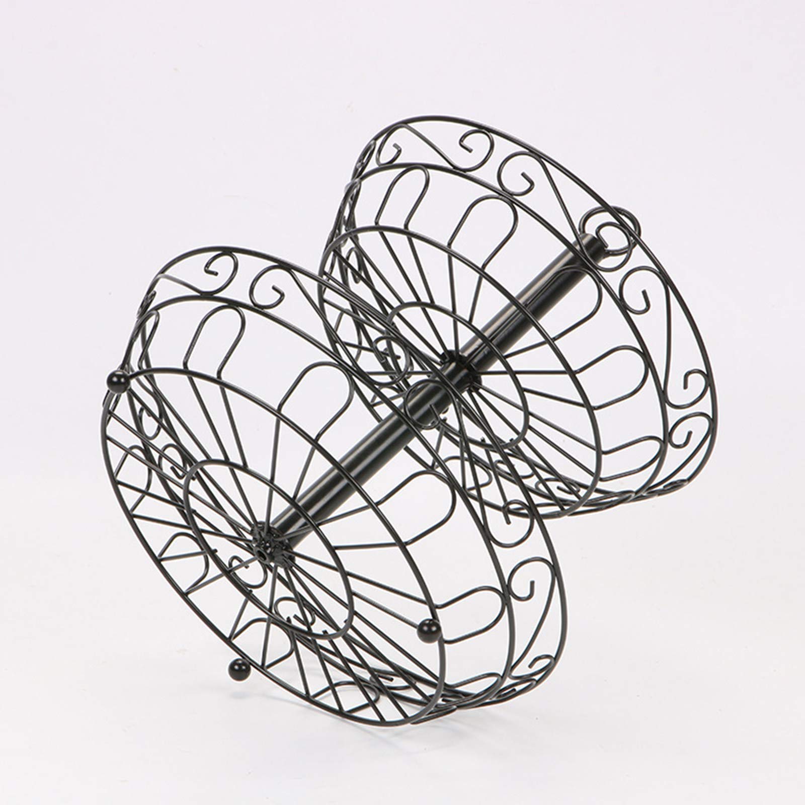 Corbeille à Fruits 2 étages ZDDLOINP - Panier Métal Rotatif Pour Fruits, Légumes Et Pain | Design Moderne Noir