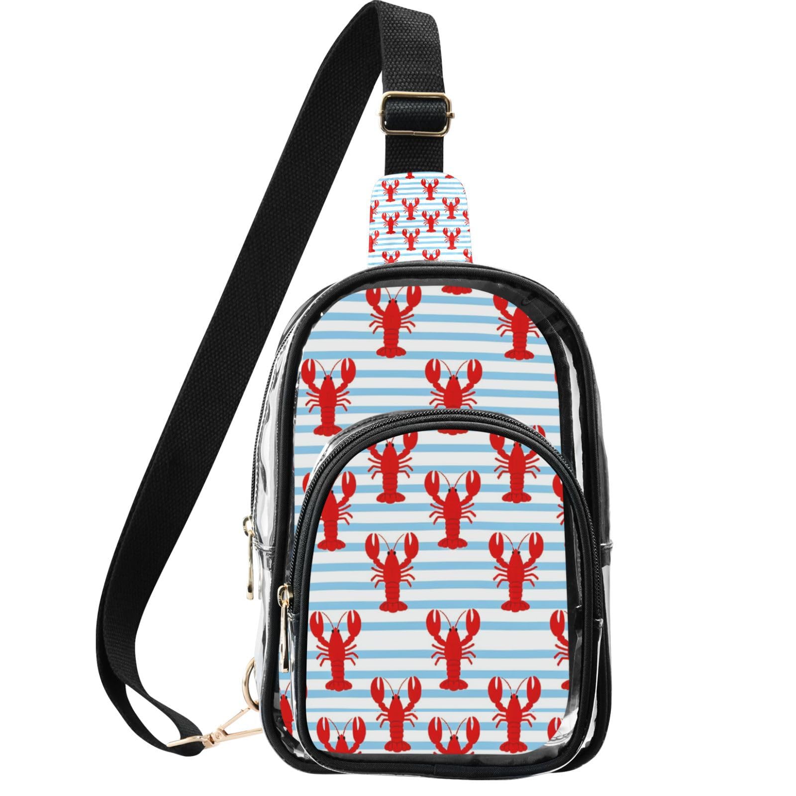 Mochila transparente compacta linqin de 10.2" con rayas azules para viajes 8