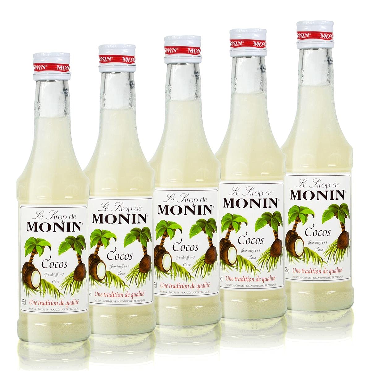 5 x Monin of coconut syrup, 250 ml bottle