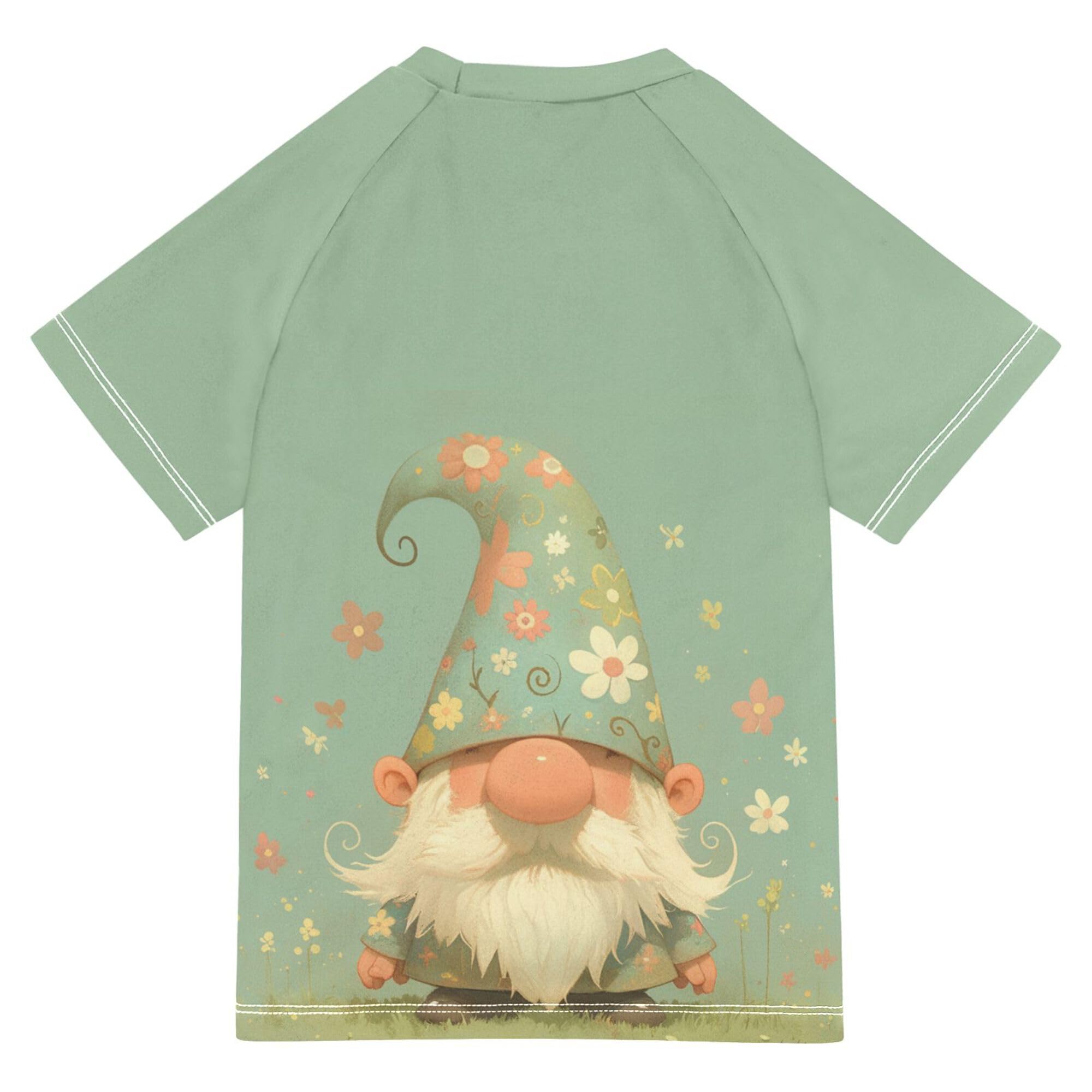 Cute Gnome Kids Bathing Suit Sun Protection Rash Guard Girls Swimwears Active Shirts for Big Boy 7-8Y