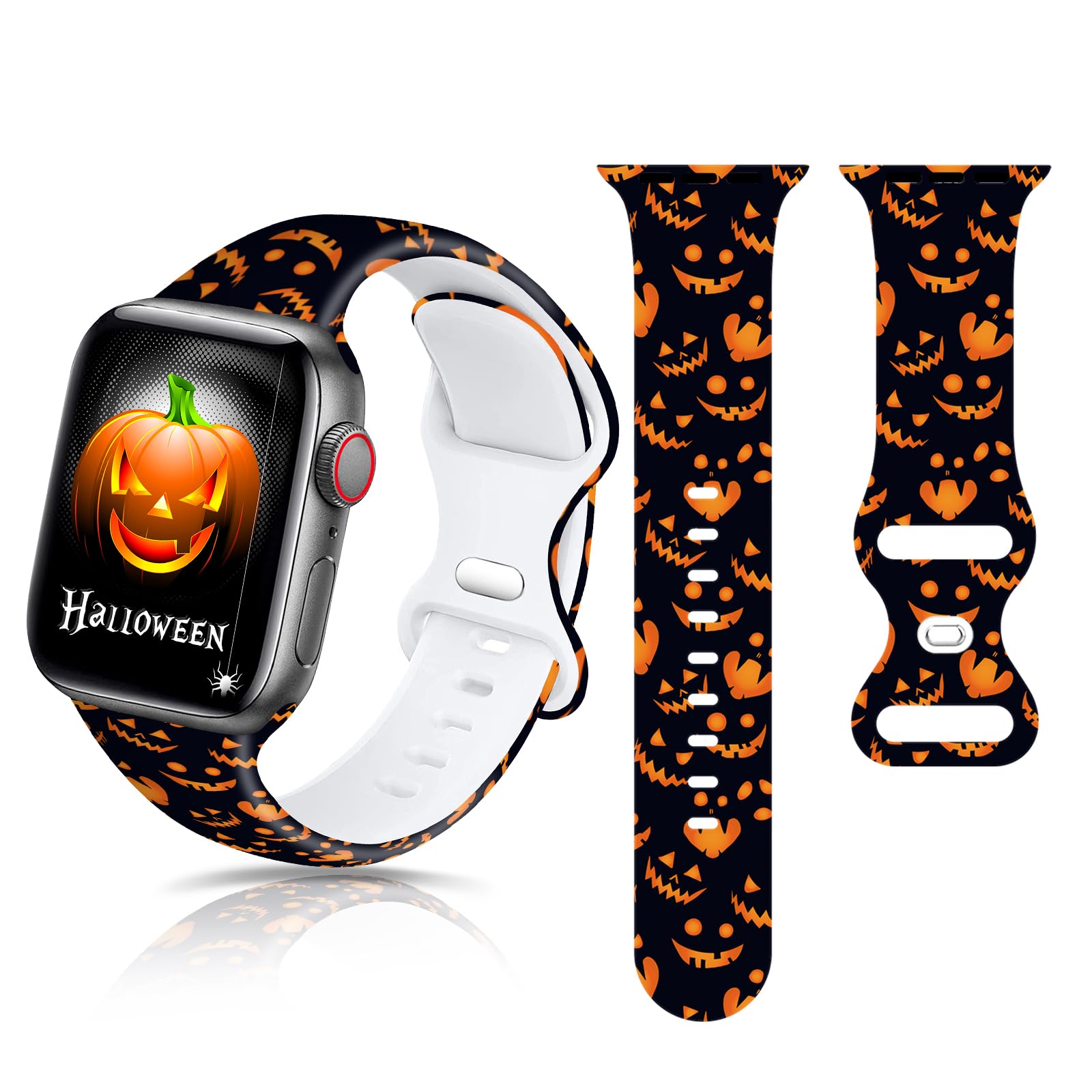 TipbrolHalloween Watch Bands Compatible with Apple Watch 45mm 44mm 42mm 41mm 40mm 38mm for Women Men, Stylish Soft Silicone Printed Replacement Strap for iWatch Ultra SE 8 7 6 5 4 3 2 1