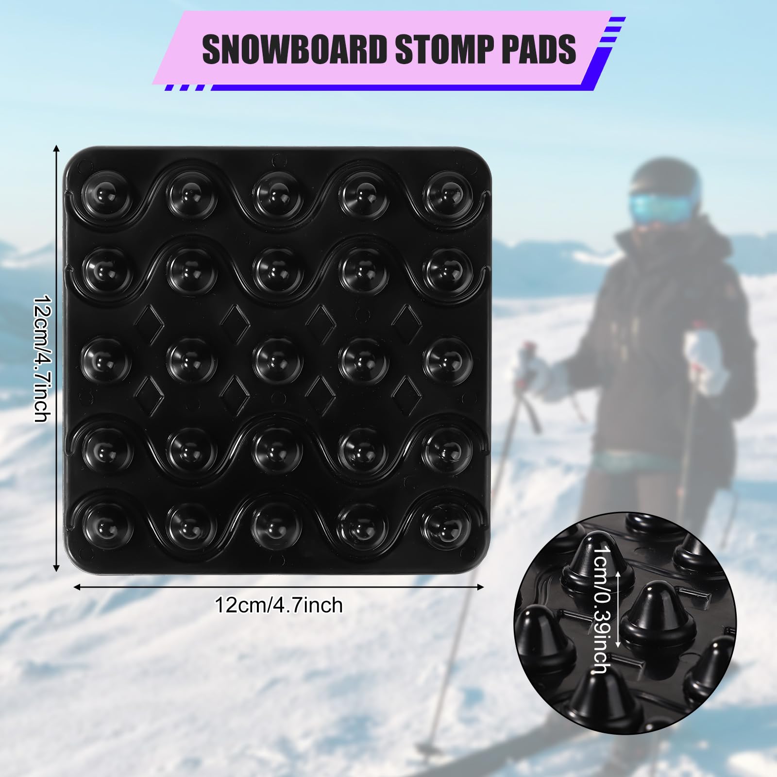 2szt Snowboard Stomp Pads, Antyposlizgowe Czarne Snowboard Stomp Pads Samoprzylepna Snowboard Step Pad Winter Zapewnia Dodatkowa Przyczepnosc Podczas Jazdy na Snowboardzie