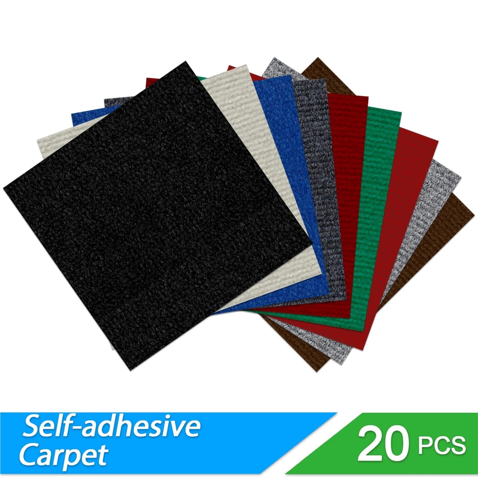 Teppichfliesen Selbstliegend 20 selbstklebende Teppichquadrate (30 x 30 cm) in 9 Farben, abziehbar und wiederverwendbar, ideal for Heimwerkerprojekte.(Light Grey)