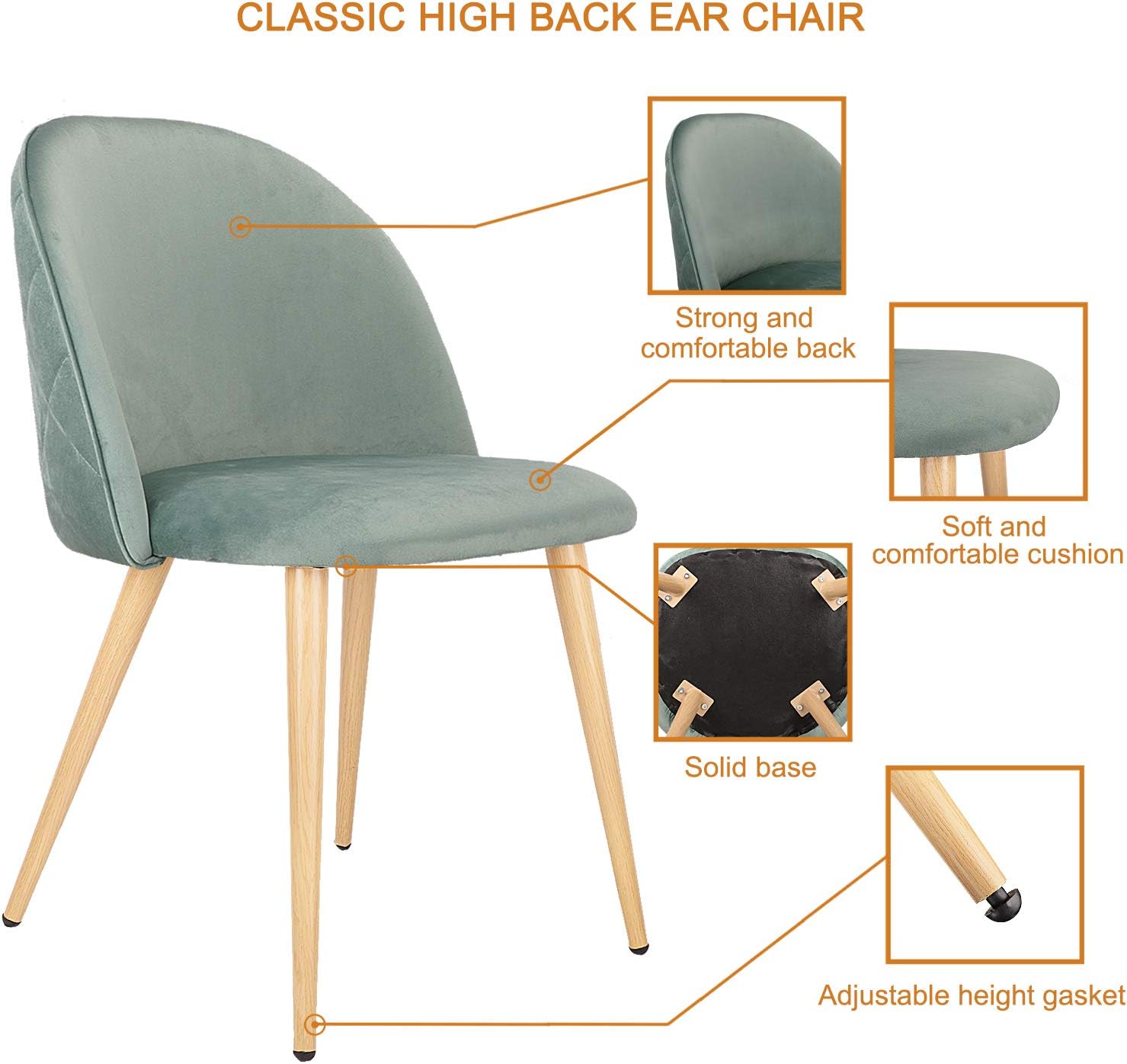 Buy Dining Chairs Set Of 2 Mid Century Modern Upholstered Kitchen Chairs Makeup Chairs With Soft Velvet Seat And Wooden Style Metal Legs Accent Side Chair For Living Dinning Kitchen Bedroom Green Buy Dining Chairs Set Of 2 Mid Century Modern Upholstered Kitchen Chairs Makeup Chairs With Soft Velvet Seat And Wooden Style Metal Legs Accent Side Chair For Living Dinning Kitchen Bedroom Green