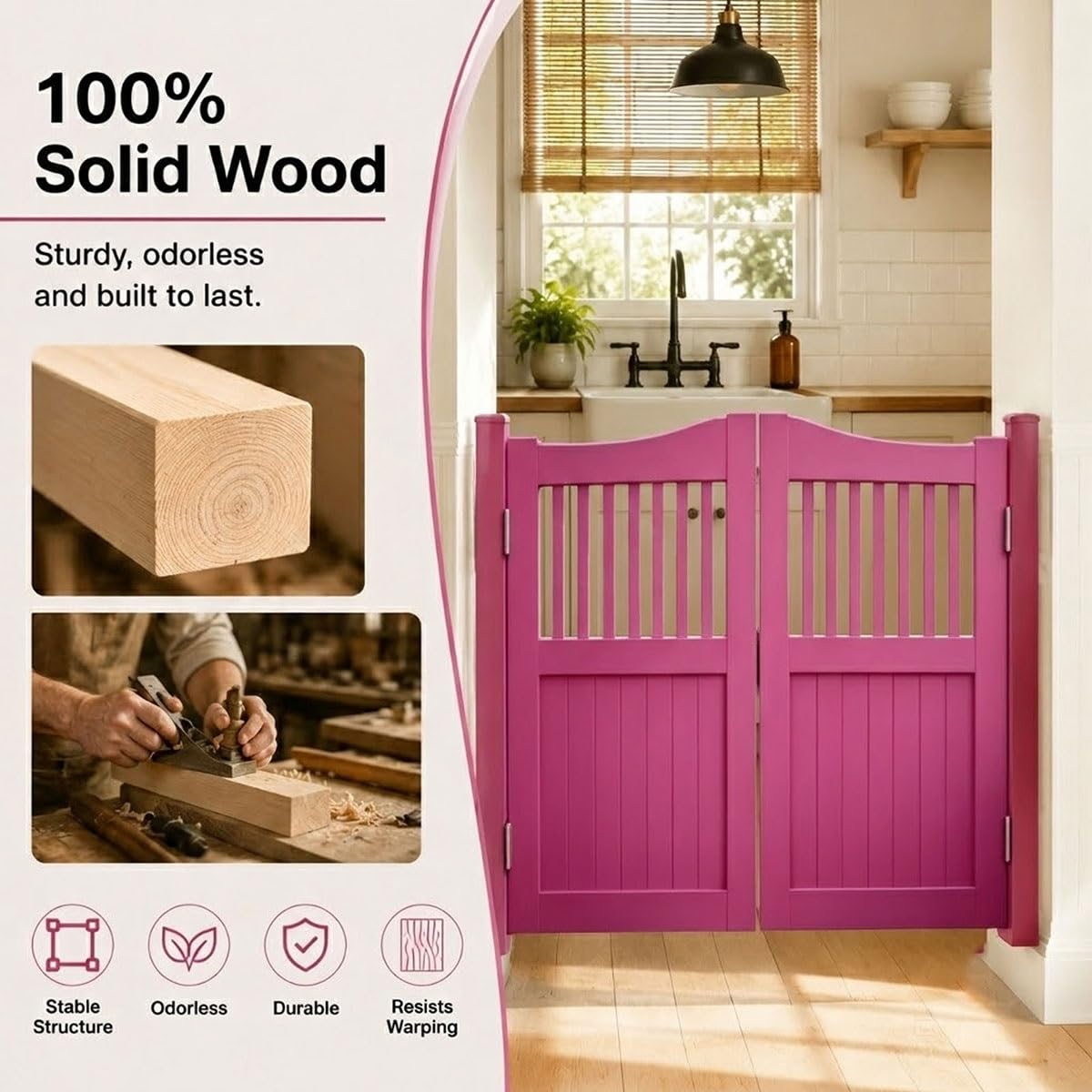 Porte Saloon en Bois avec Charnières Quincaillerie, Porte Battante Double pour Intérieur, 70cm 94cm 114cm 135cm 150cm Porte de Séparation de Bar pour Café, Couloir Entrée, Taille Personnalisable