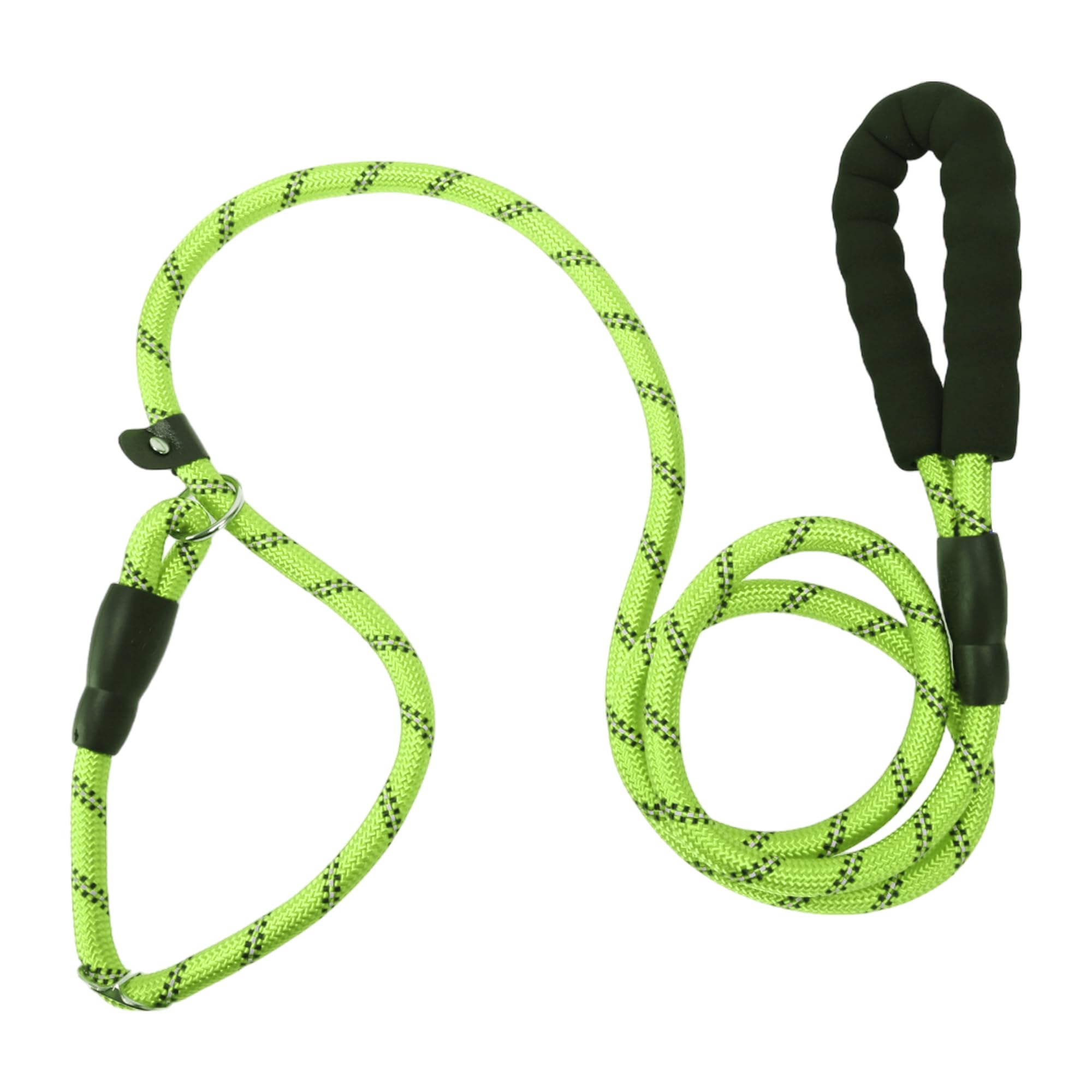 CAPASTEC Guinzaglio per Cani Corda Riflettente in Nylon, Manico in Spugna, Verde, Lunghezza 180cm Dia. 1/2 Pollice