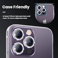 Vista 4 de Tensea Protector de lente de cámara para iPhone 14 Pro Max, protector de lente de cámara de vidrio templado 9H, protector de pantalla, anillo