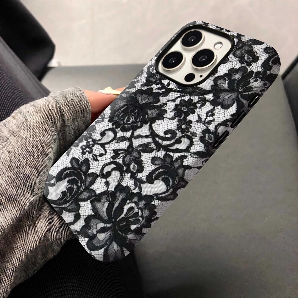 Black Lace Magnetic Case for iPhone 15, MagSafe Compatible image 5