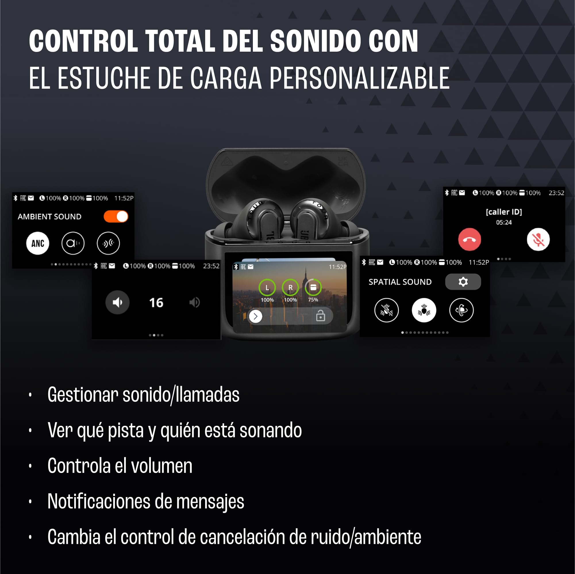 JBL Tour Pro 3, Auriculares True Wireless con Cancelación de Ruido, Negro | Estuche de carga inteligente, 44 horas de autonomía, Bluetooth 5.3, JBL Spatial 360 Sound y Seguimiento de Cabeza