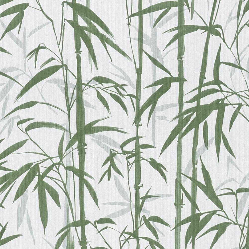 Yöl Sample Green White Bamboo Wallpaper Jungle Tropical Textured Vinyl - Piece