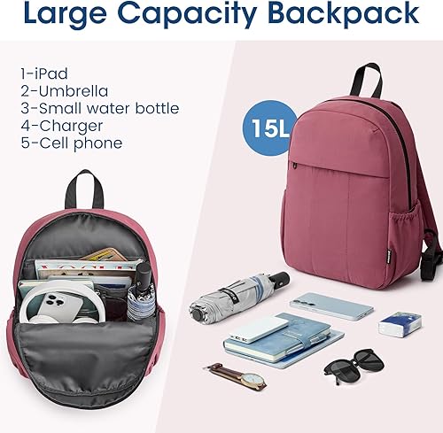 Miniatura 4 de G4Free Mini mochila para mujer resistente al agua mochila de senderismo con correas de hombro ajustables para viajes, tiendas, trabajo casual,