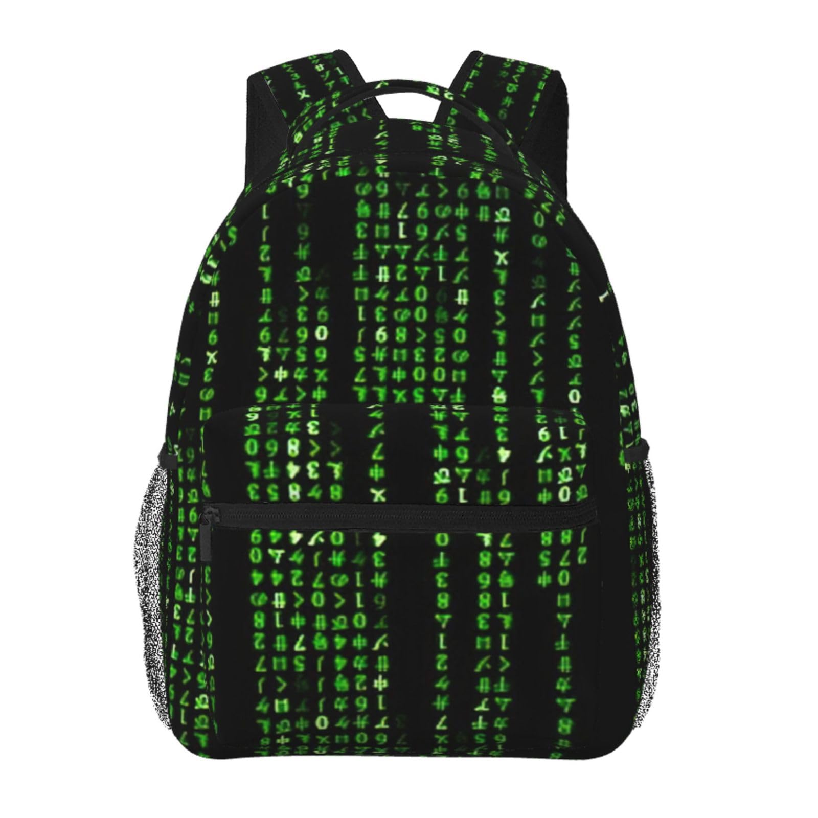 Mochila de ocio unisex con estampado binario verde para trabajo diario 6