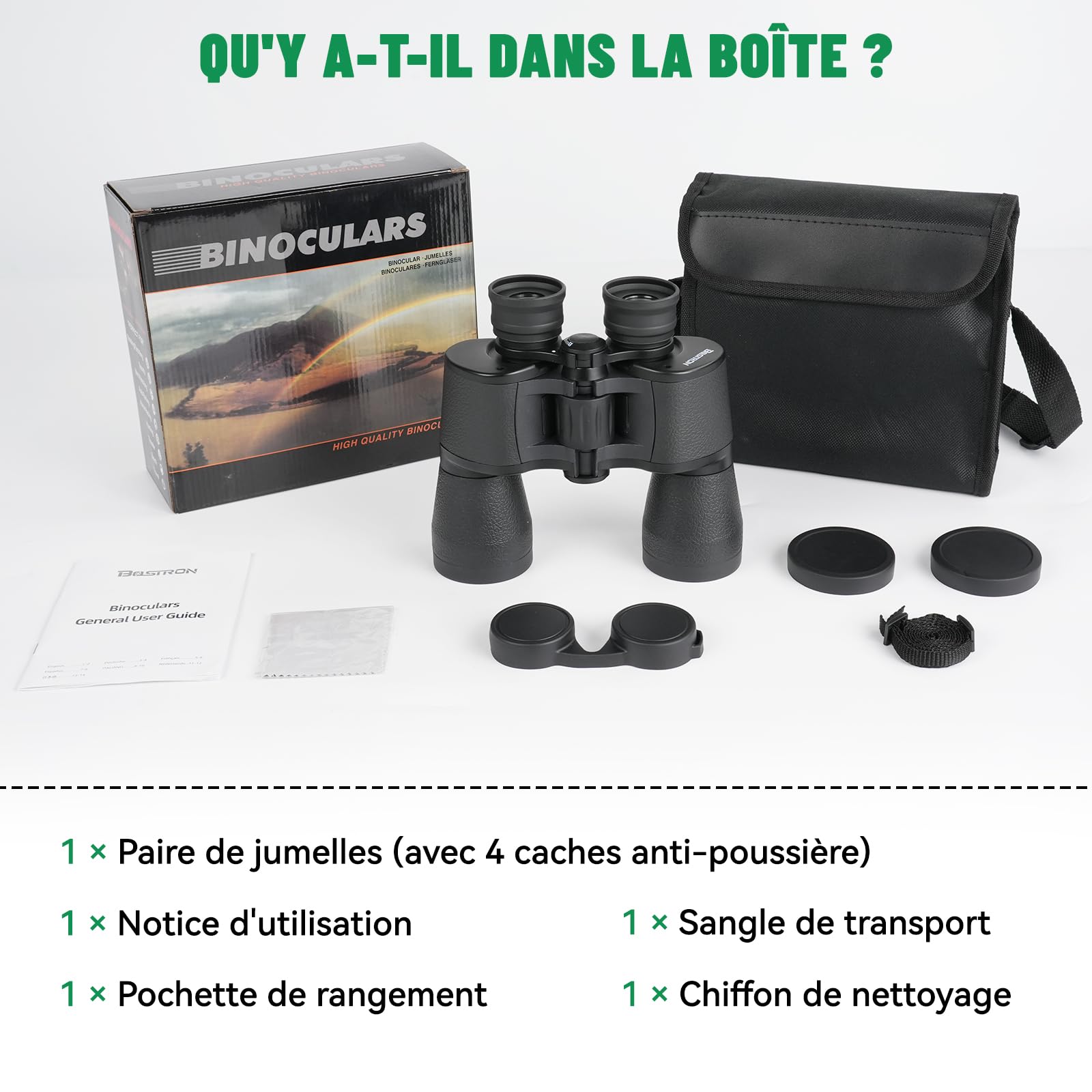 7x50 Jumelles Adultes Portable pour Observation des Oiseaux | Jumelles compactes avec Sac de Transport ,HD MC Lentille Porro Prism Bk7 pour Sports de Plein air et Aux Concerts