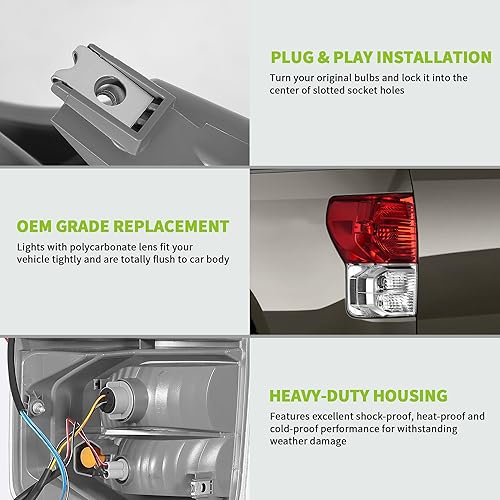 Miniatura 5 de AUTOSAVER88 Conjunto de luz trasera compatible con Tundra 2010-2013 2010 2011 2012 2013, kit de luces traseras de repuesto de equipo original rojo