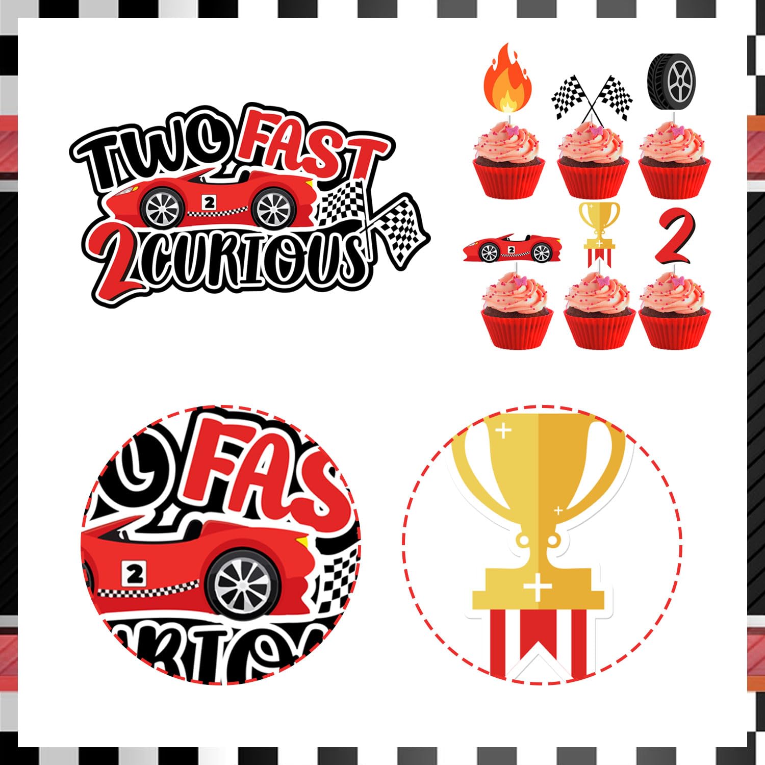 Two Fast Birthday Decor Two Fast Two Curious Backdrop Balloon Garland Arch Kit Racing Car Cake 2nd Birthday Party Supplies