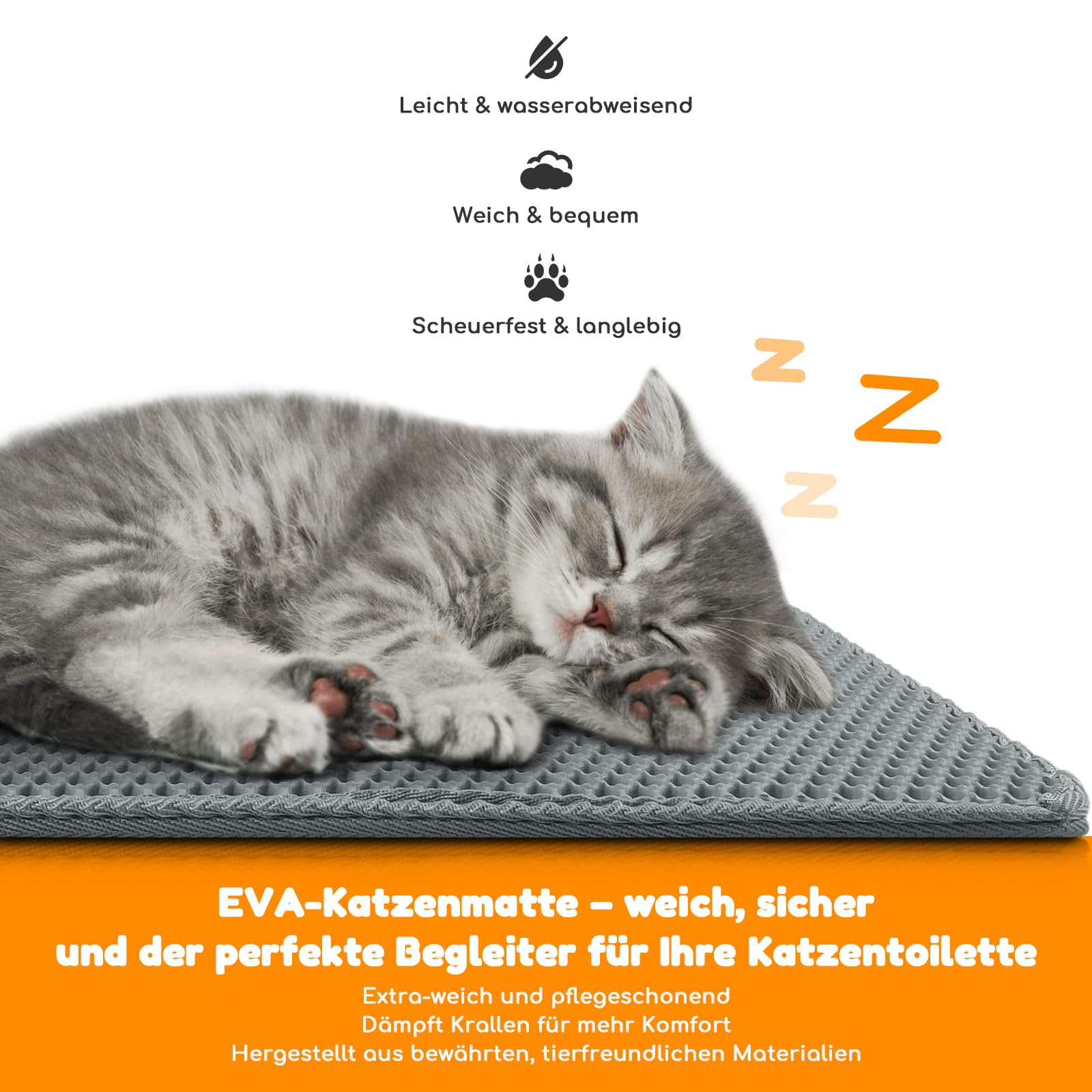 Katzenklo Matte 120x70cm Doppelschicht Katzenmatte Dunkelgrau | Wasserundurchlässig Katzenstreumatte mit Anti-Rutsch Bienenwabenmuster Katzenmatte für Alle Katzen