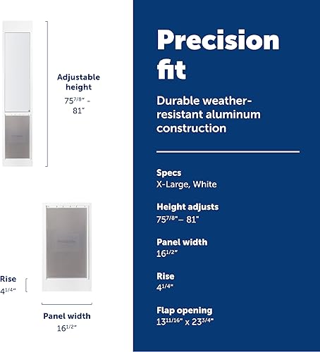 Miniatura 43 de PetSafe Libertad de aluminio Patio Panel de vidrio deslizante Puerta de cristal y gato, ajustable 76 13/16 pulgadas a 80 11/16 pulgadas - Puerta