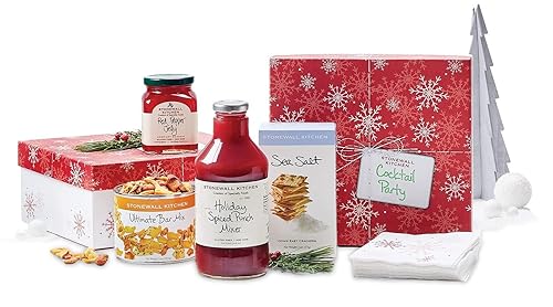 Stonewall Kitchen Set de regalo de fiesta de cóctel de 4 piezas y caja de regalo