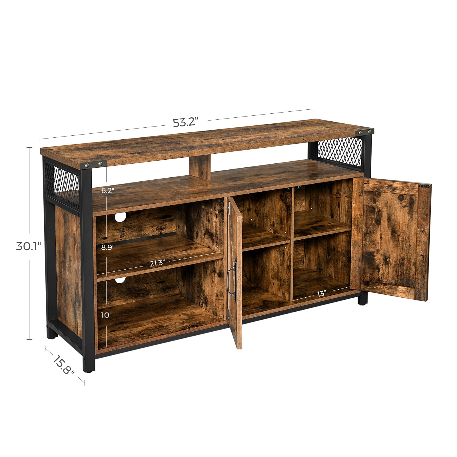 VASAGLE TV Stand for 55Inch TV with Barn Doors, Entertainment Center and TV Console, TV