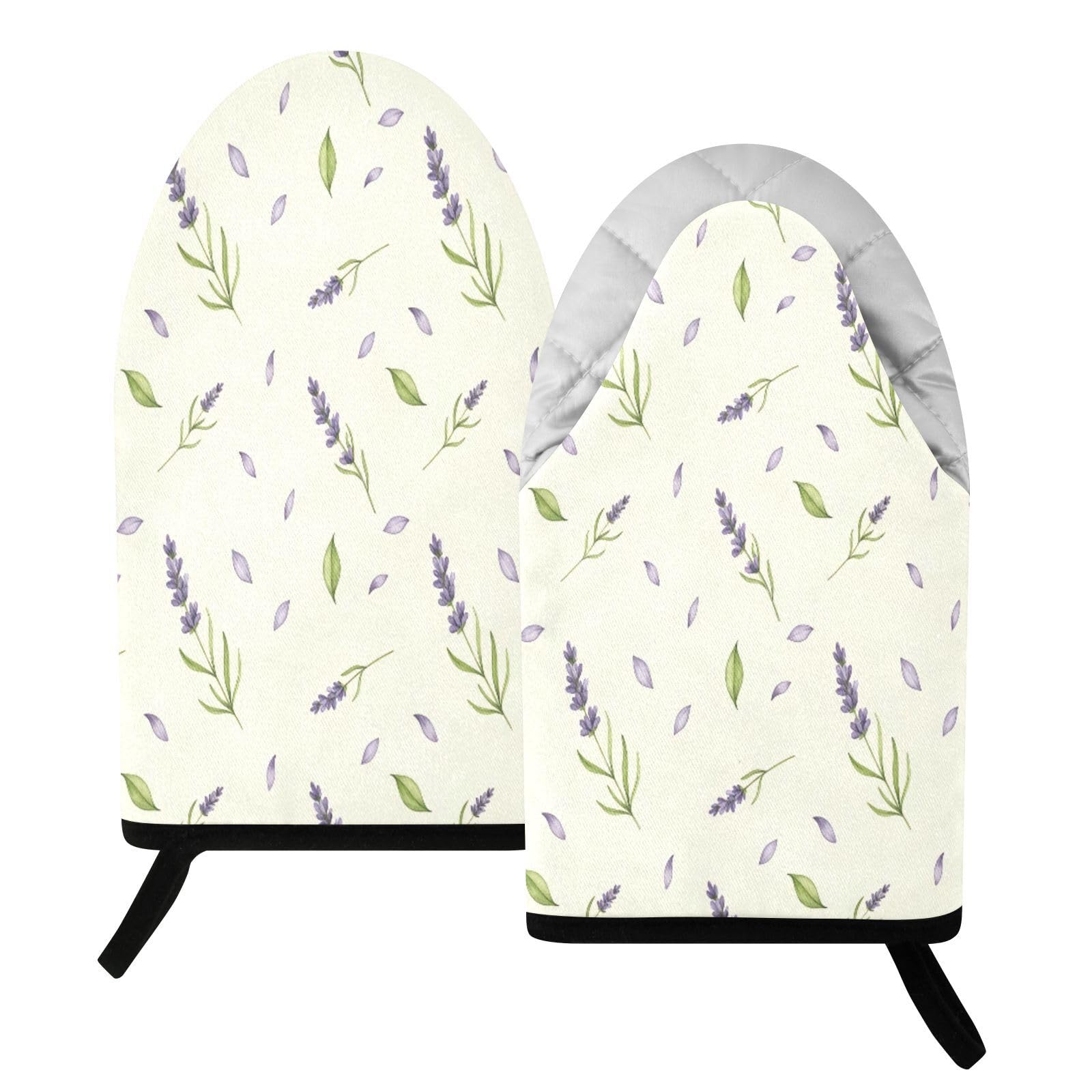 BURSTDDY Lavender Oven Mitt,Heat Resistant Kitchen Mitts for Cooking