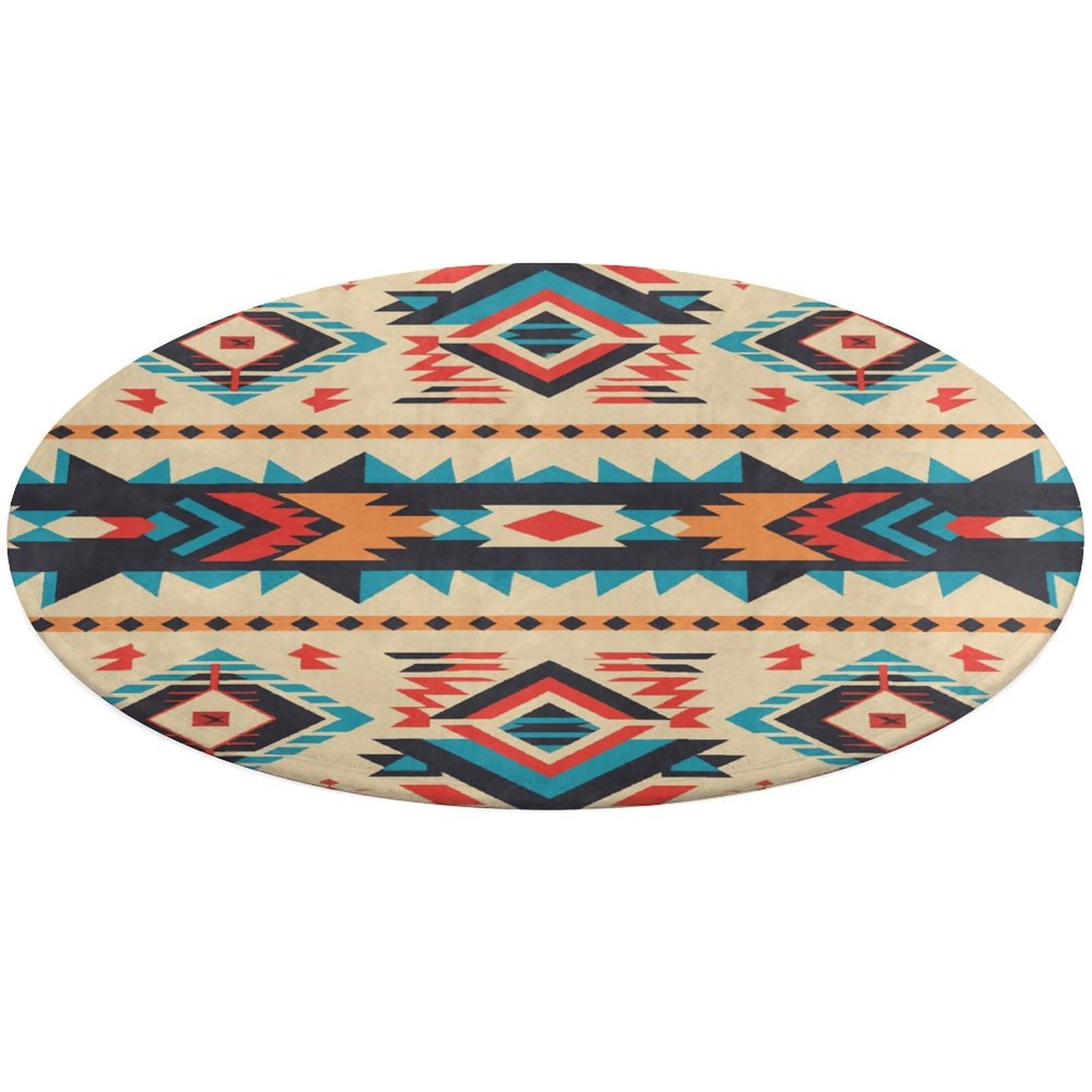 Alfombra pequeña con estampado de nativos americanos para salón y baño lavable 1