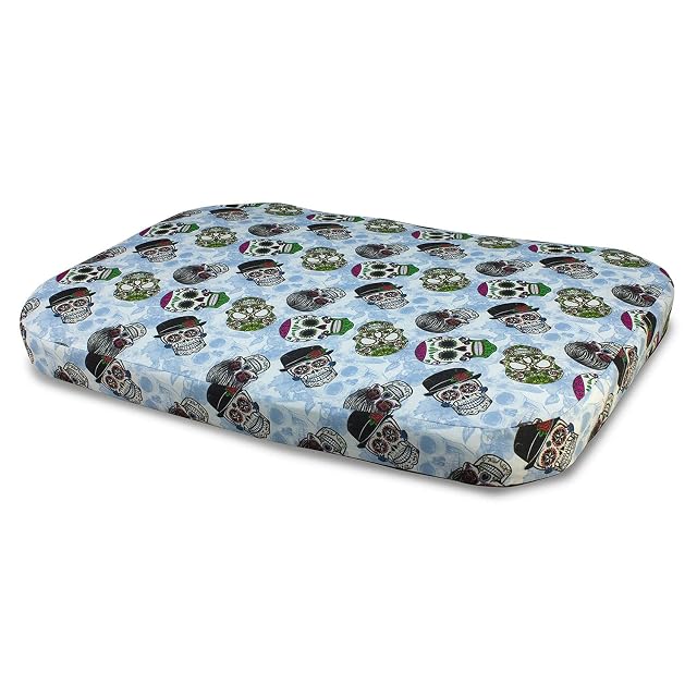 Arquivet Colchoneta Calaveras a GOGO para Perros - 90 x 65 x 9 cm - Dog Bed - Cama Acolchada y cómoda