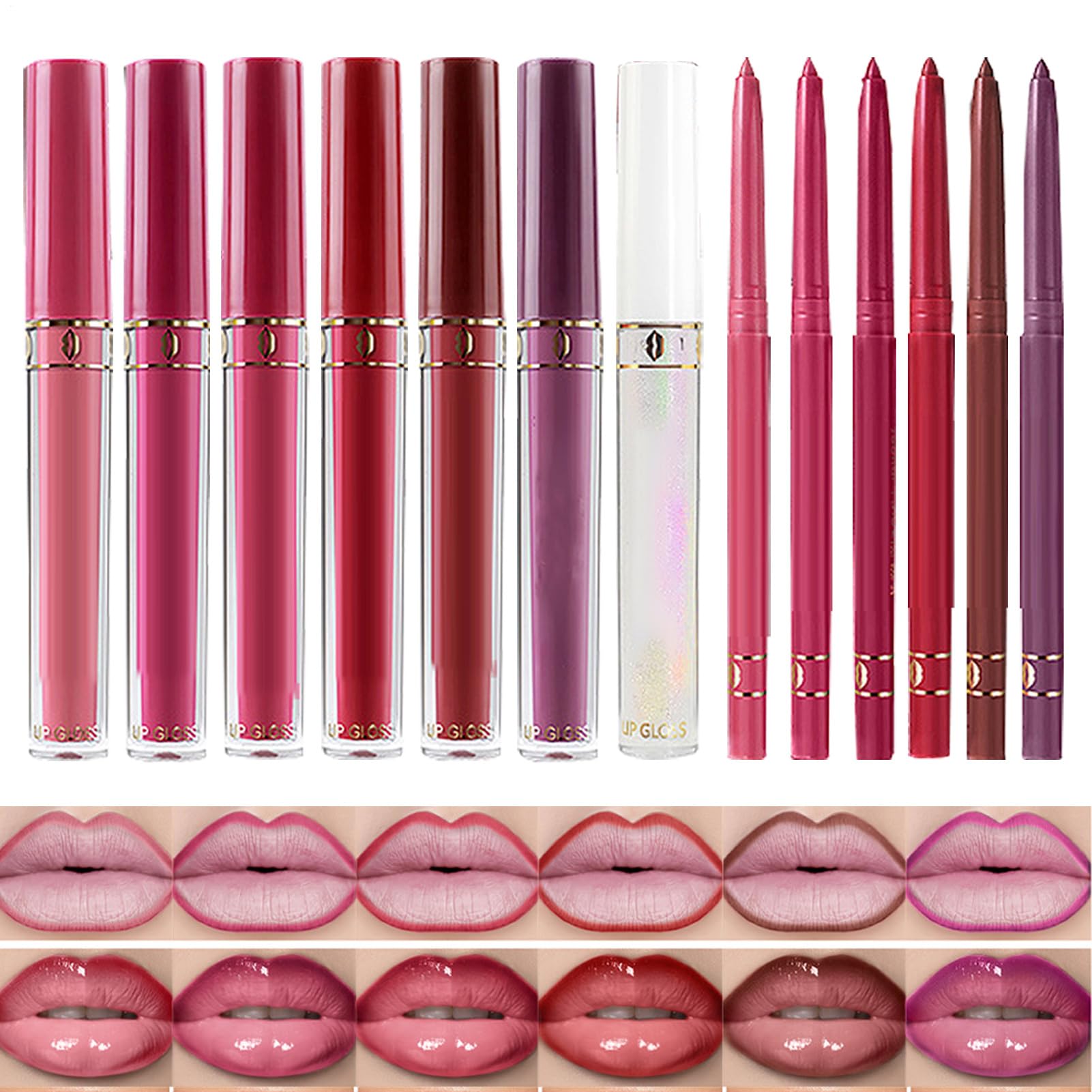 Set Labbra e Rossetto Trucco Waterproof a Lunga Durata | Rossetto e a Lunga Durata Per Uso Quotidiano Feste Compleanni Ragazze Mogli Principianti