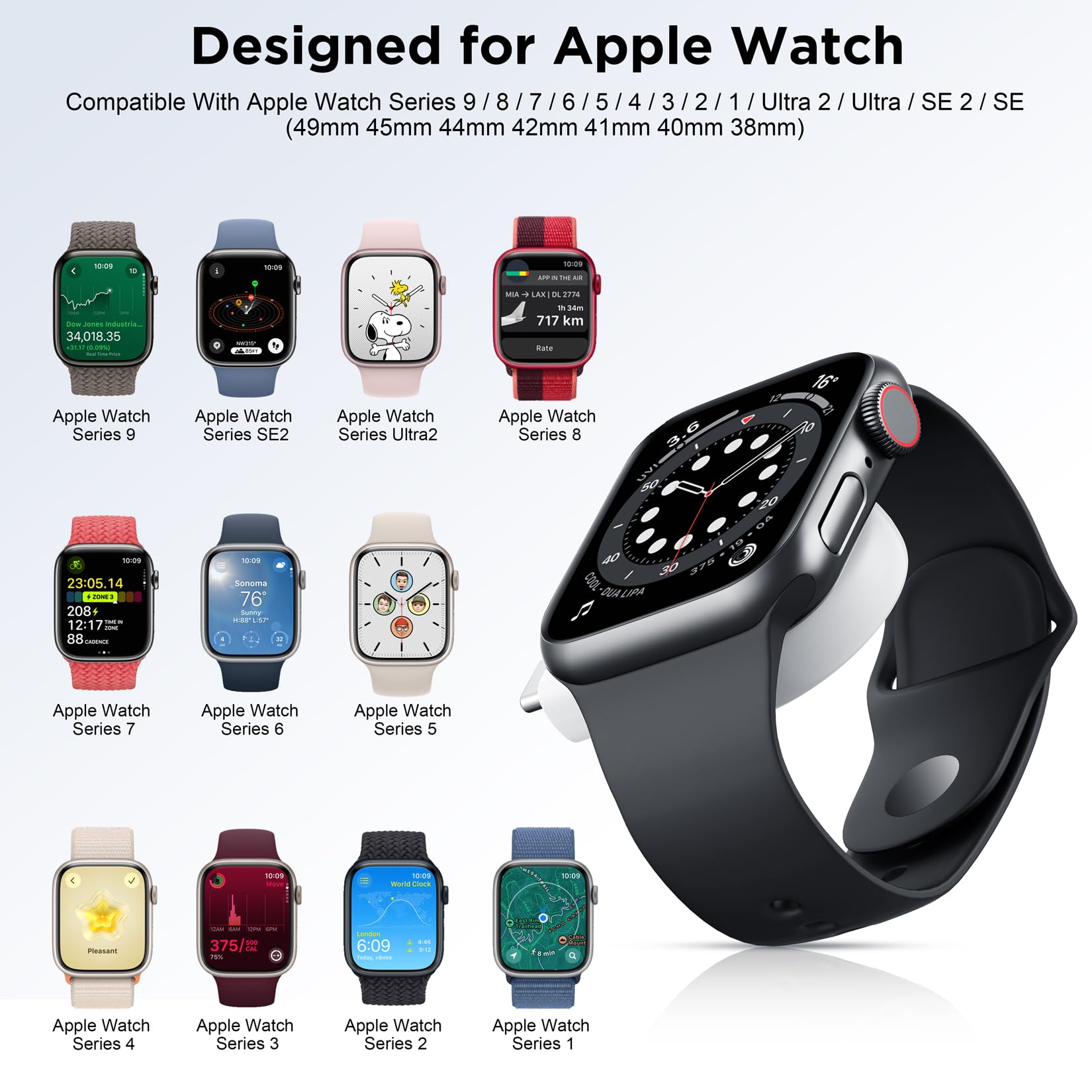 Renmou for Apple Watch Charger, Portable iWatch Charger USB C&USB A Magnetic Travel Watch Charger Fast Wireless Charging for iWatch Ultra2/Ultra/SE2/SE Series 10/9/8/7/6/5/4/3/2/1