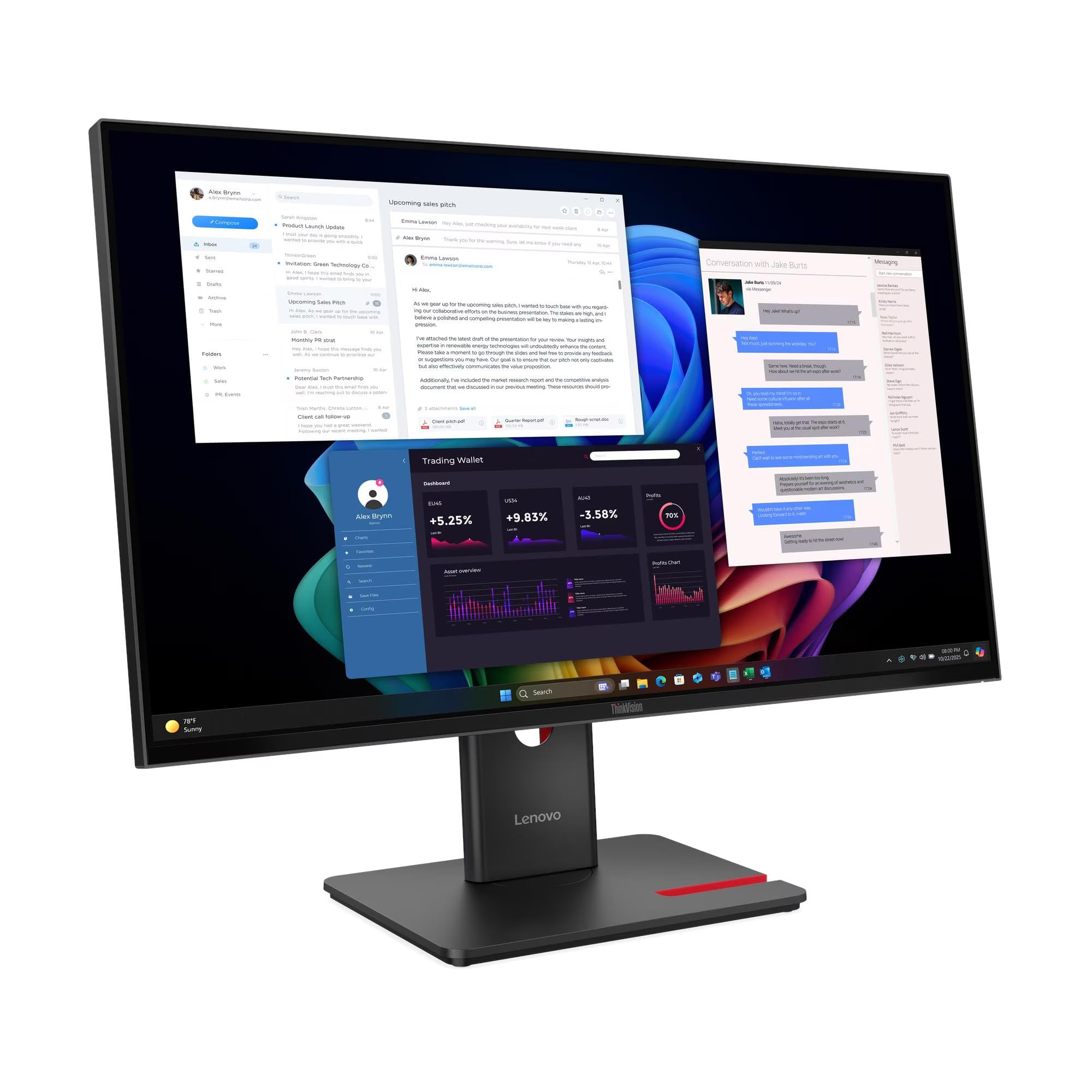 Lenovo ThinkVision T27UD-40 Monitor (ThinkVision T27UD-40 4K/USB-C Monitor 27. WARRANTY: 3YM)