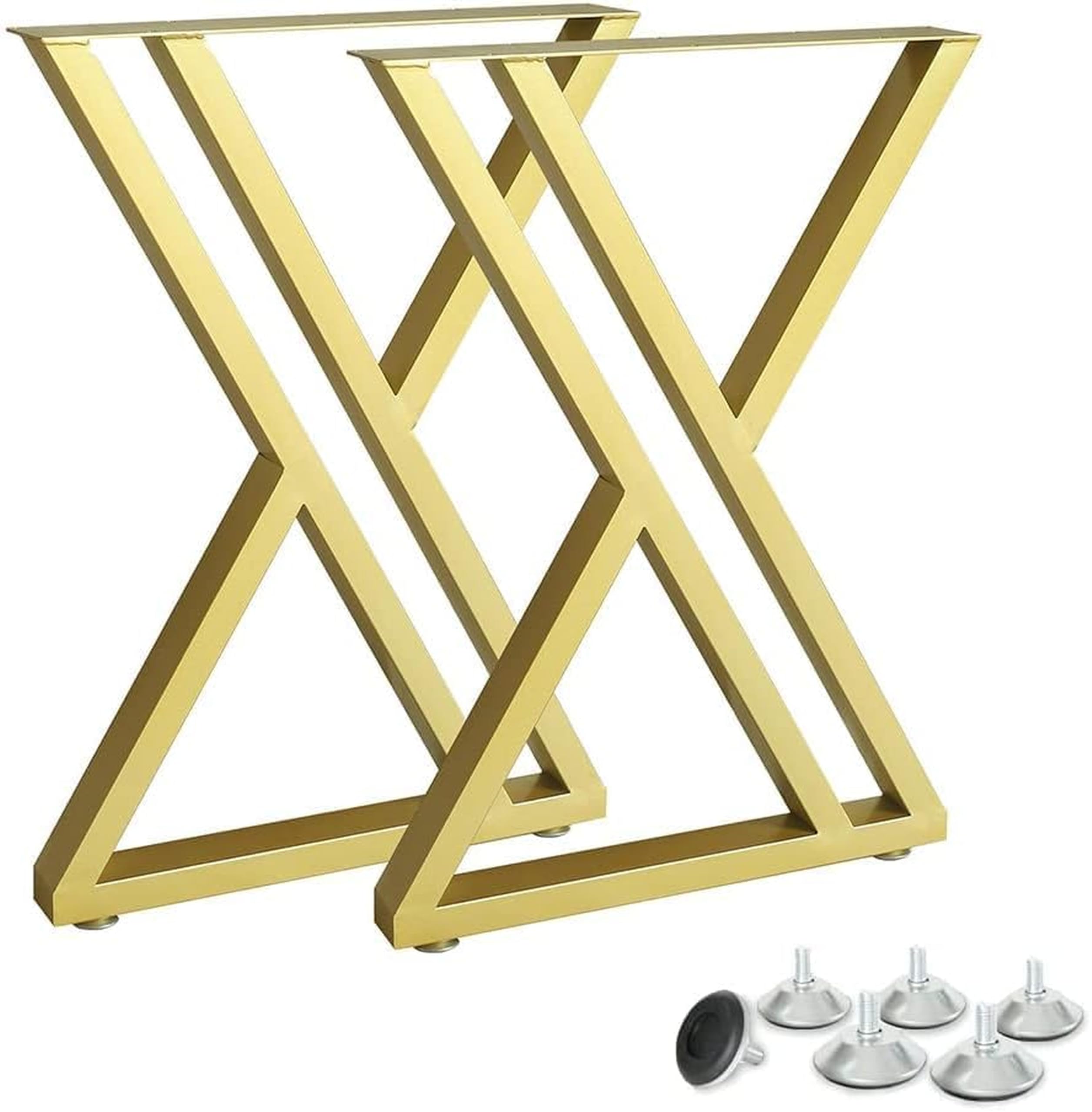 HIRVALL® Metal Industrial Dining Modern Table & Desk Legs Base Coffee Table Bench Leg Night Stand Office Table Triangle Shape DIY (1 Set of 2 pcs) Gold-16 H X 18" W-image-4