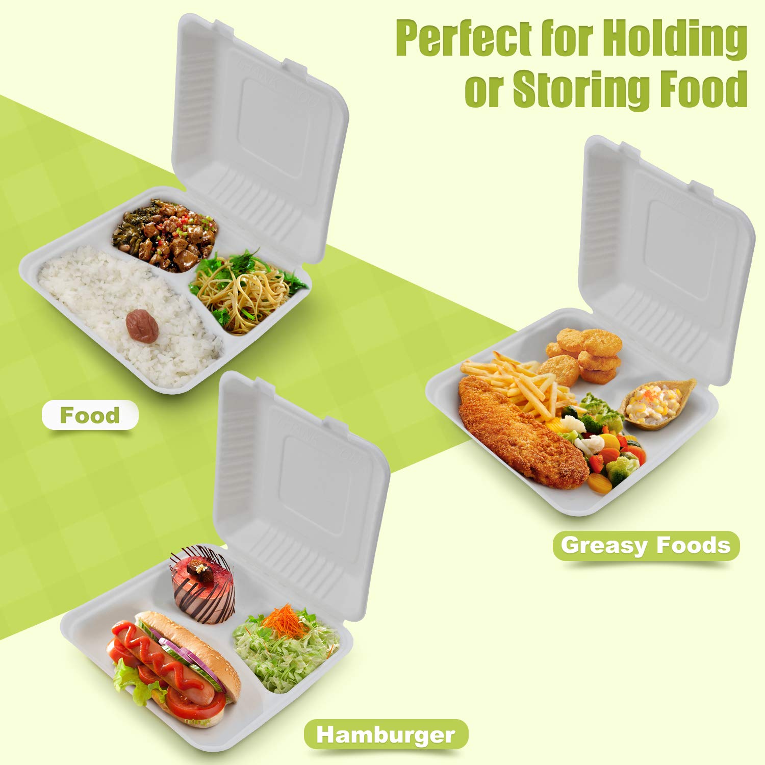 Green Earth 20.32 cm, 200 Stück, kompostierbare Klammschale, natürliche Bagasse (Zuckerrohrfasern), Take Out,To Go Lebensmittelboxen, mikrowellengeeignet, glutenfrei 200 Packs 9" Inches