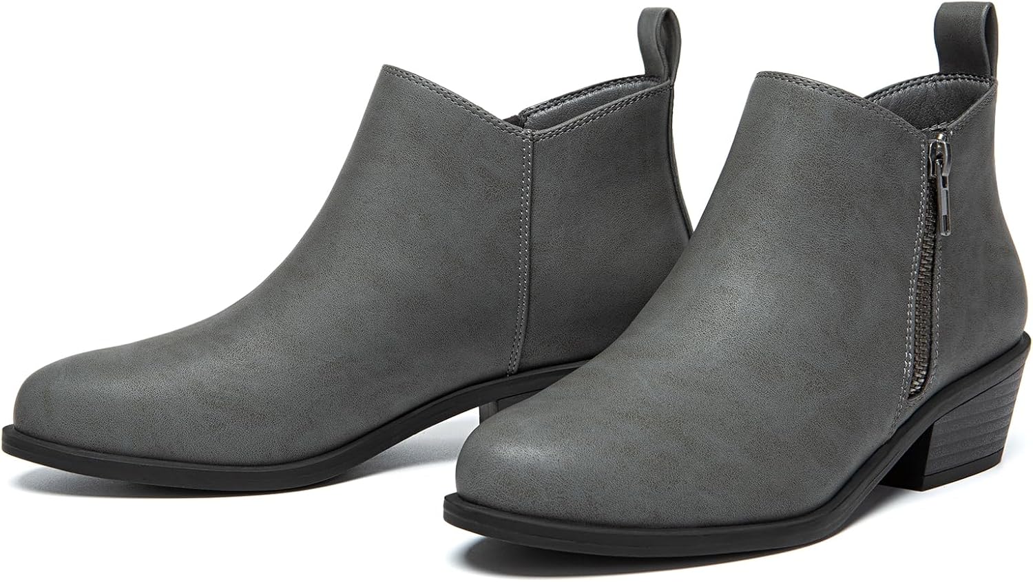 Athlefit Women's Ankle Boots Chunky Low Heel Comfortable Short Boots Round Toe Dress Booties with Side Zipper - Image 5