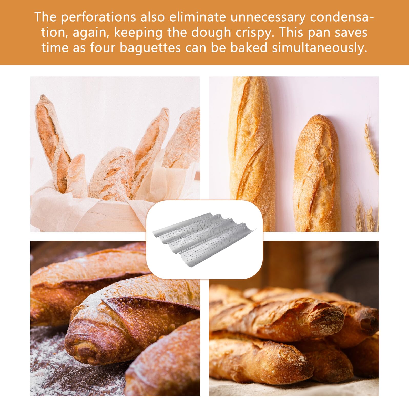 2 Stück Fach Perforierte Antihaft-brotbackform aus Lebensmittelechtem Kohlenstoffstahl Hitzebeständig für Französisches Baguette Lang Spülmaschinengeeignet für Ofen und Toaster