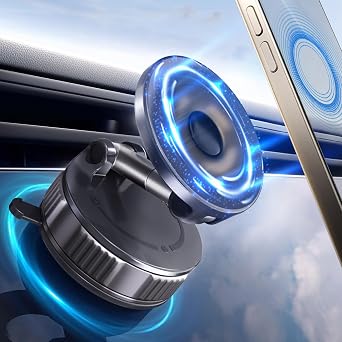 Vacuum Car Phone Holder for MagSafe, [96+LBS Suction+3000gf Strong Magnetic] 360Adjustable Nano Gel Suction Cup Phone Mount for Car/Gym/Mirror Compatible with iPhone 17 Pro Max/16/15/14/13/12