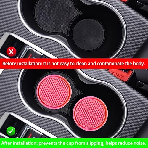 Miniatura 4 de zipelo Paquete de 4 posavasos para automóvil, 2.75 pulgadas, universales, antideslizantes, impermeables, para insertar tazas, tapete de silicona