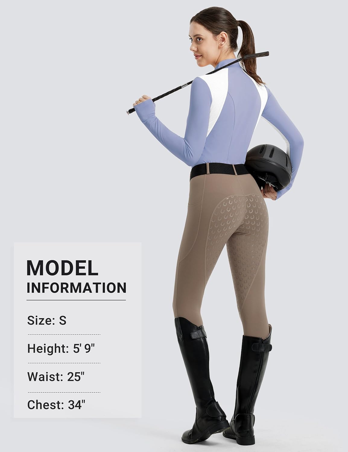 FitsT4 Sports Womens Equestrian Shirts Thumbholes Long Sleeve Horse Riding Shirts Quick Dry UPF50+ Riding Top Half Zip
