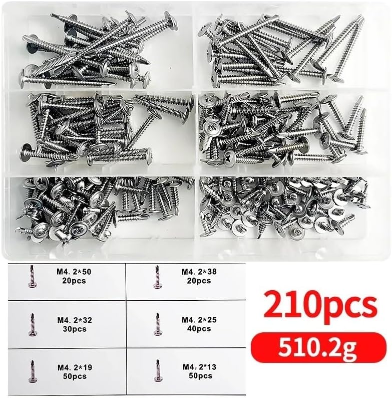 Versatile Boxed Screws Carbon Steel Screw Assortment Metal Project Fasteners Comes In An Easy-to-access Storage Container Ideal For DIY And Construction Furniture Assembly And Home Improvement(1 BOX)